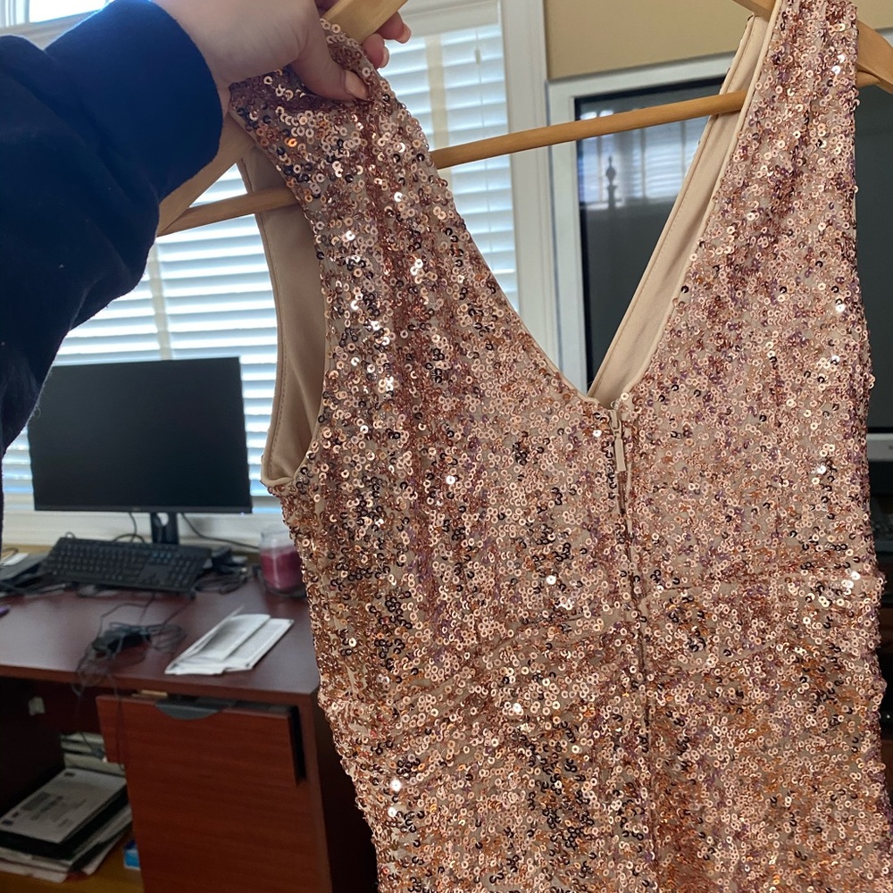 Badgley Mischka Dress Rose Gold Sequin Dress Gem